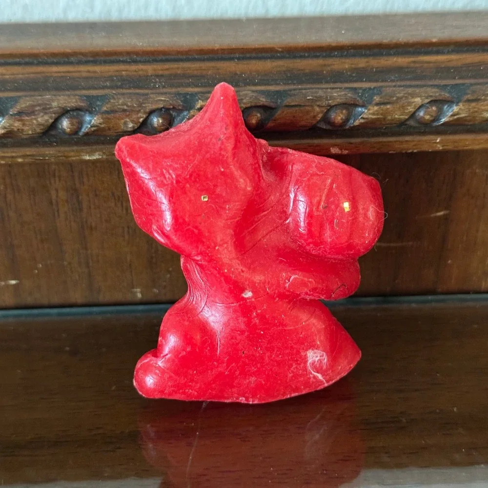 Vintage 1950s Wax Red Cat Halloween Candy Container Mid Century Figurine Decor